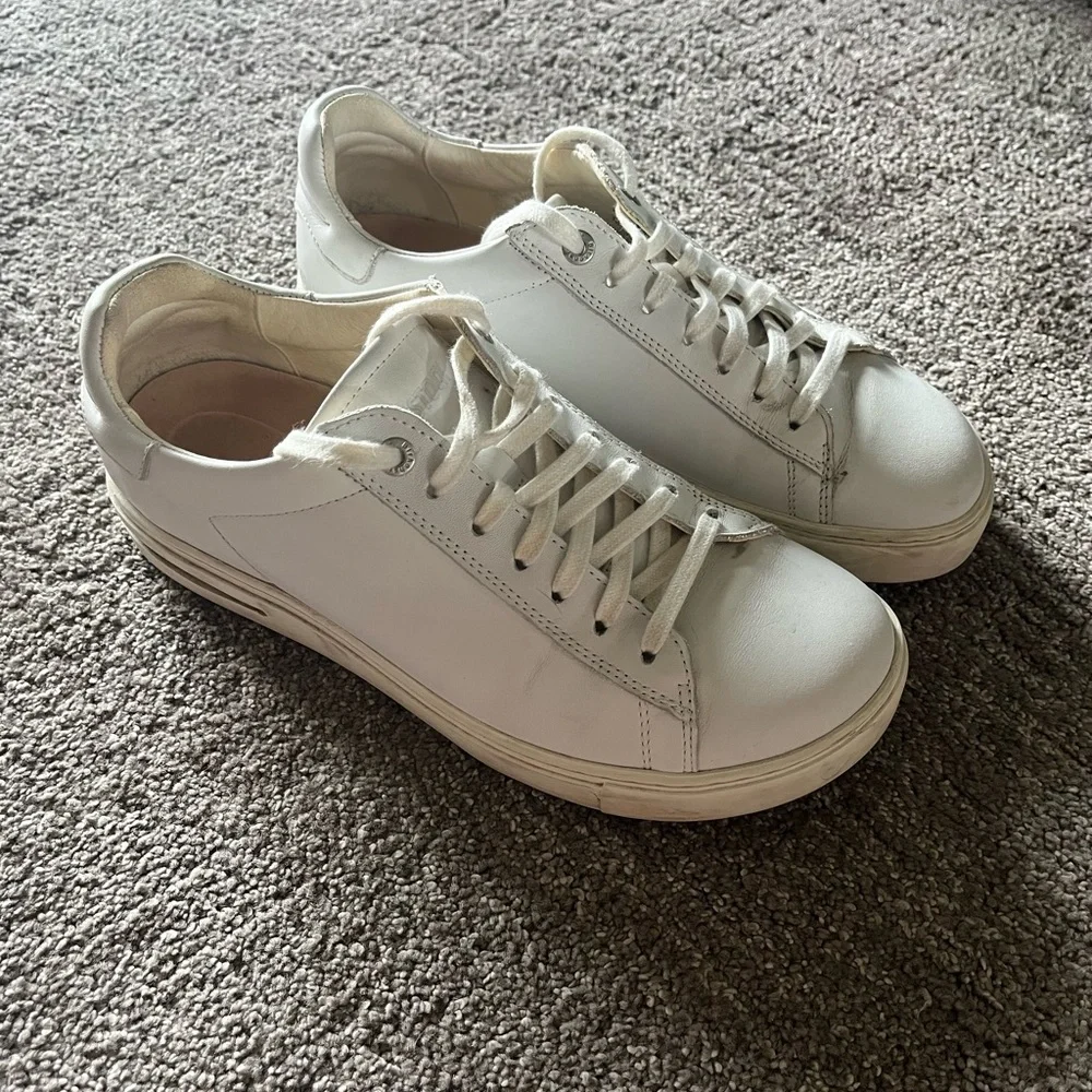 Birkenstock White leather lace up sneakers size 39/8.5 - Picture 1 of 4